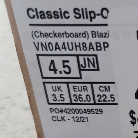 Vans Slip-On Yellow & White Cherboard Skate Shoes - Picture 5 of 5